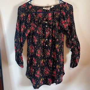 L.O.G.G. By H&M floral printed Blouse, size US 4, dark blue